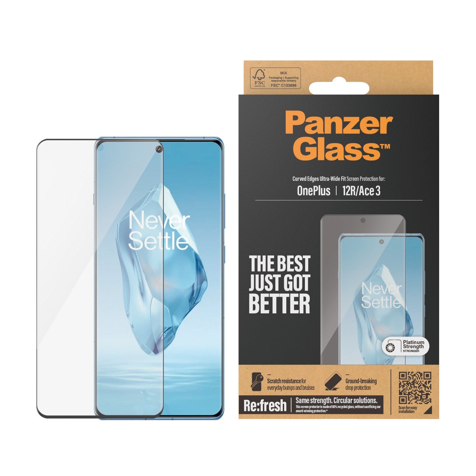 PanzerGlass® Skærmbeskyttelse OnePlus 12R | Ace 3 | Ultra-Wide Fit
